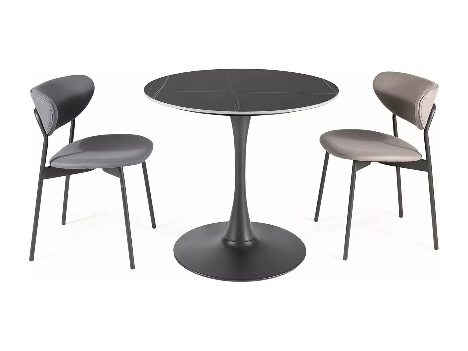 Table à manger Espero (o90x75)/Céramique/Noir