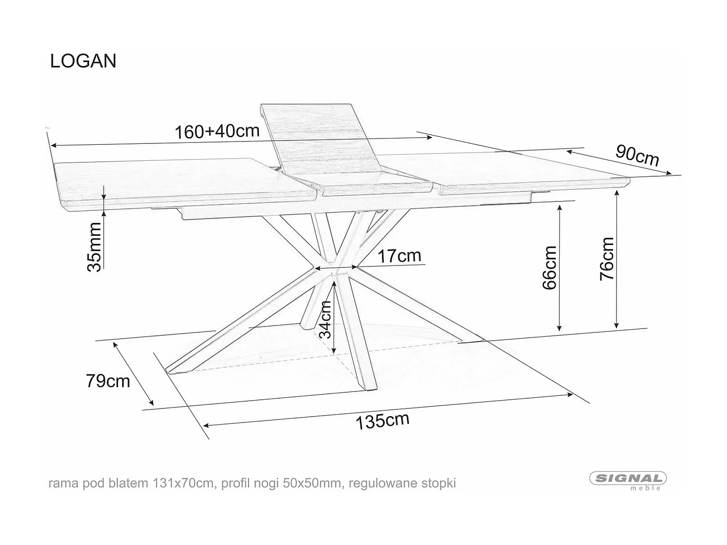 Esstisch Logan Premuim (90x160-200)/Braun