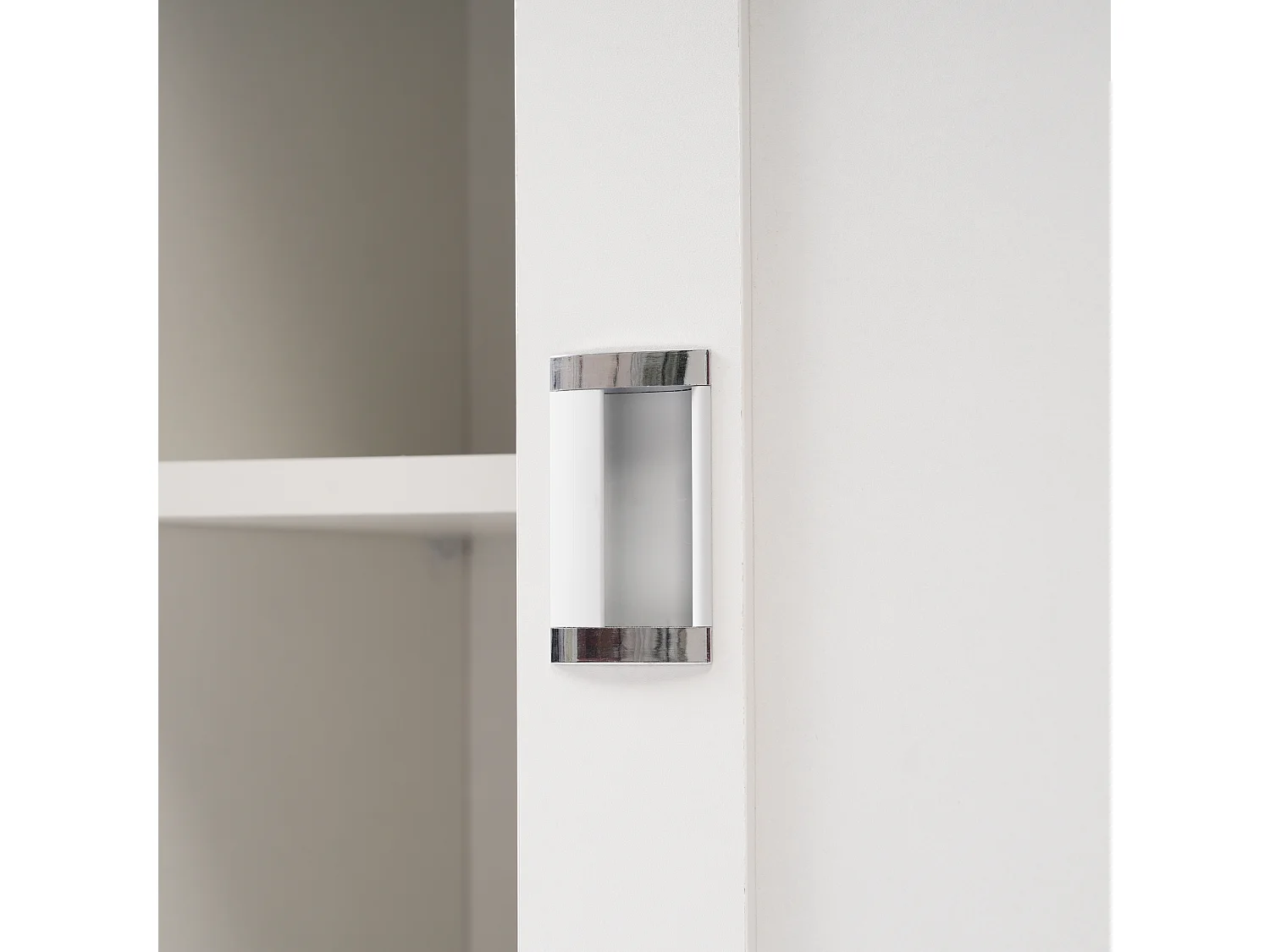 Isla de cocina móvil central con 2 puertas correderas - encimera extensible - 112x40(70)x94 cm - Madera MDF + metal - Blanco y madera