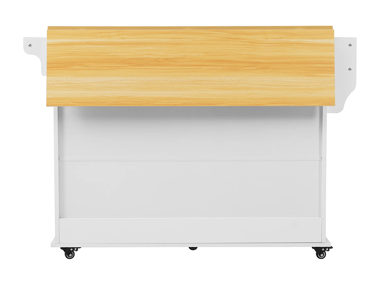 Isola cucina mobile centrale con 2 ante scorrevoli - piano allungabile - 112x40(70)x94 cm - Legno MDF + metallo - Bianco e legno