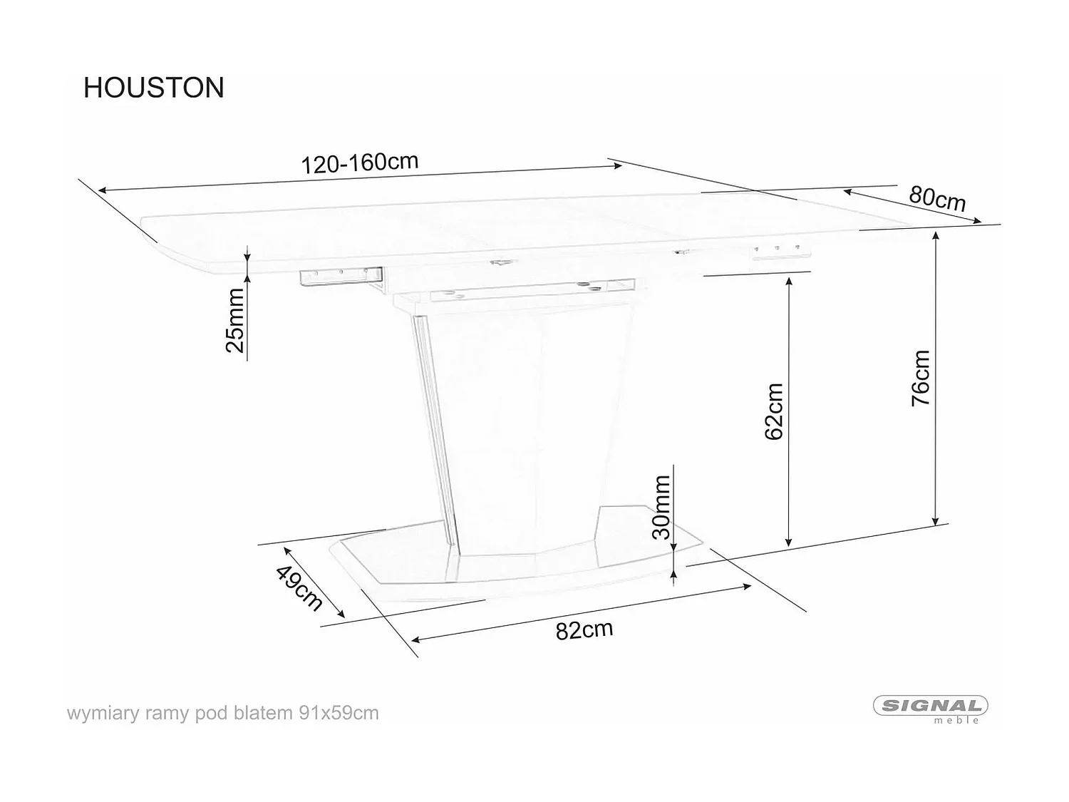 Table à manger Houston (80x120-160)/Marron