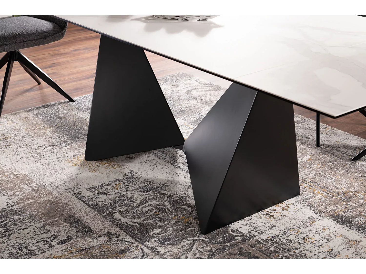 Table à manger extensible Charles, gris et noir