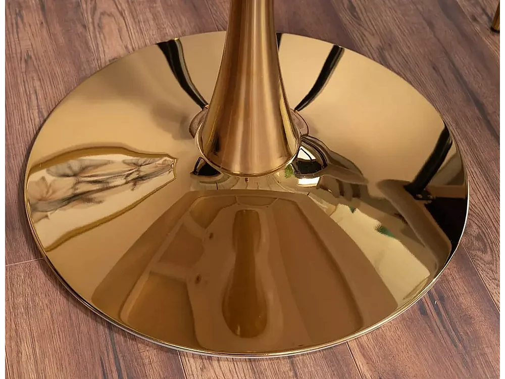 Tavolo da pranzo Espero (o90x75)/Ceramica/Bianco&Oro