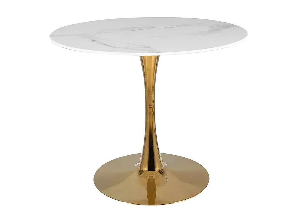 Esstisch Espero (o90x75)/Keramik/Weiss&Gold