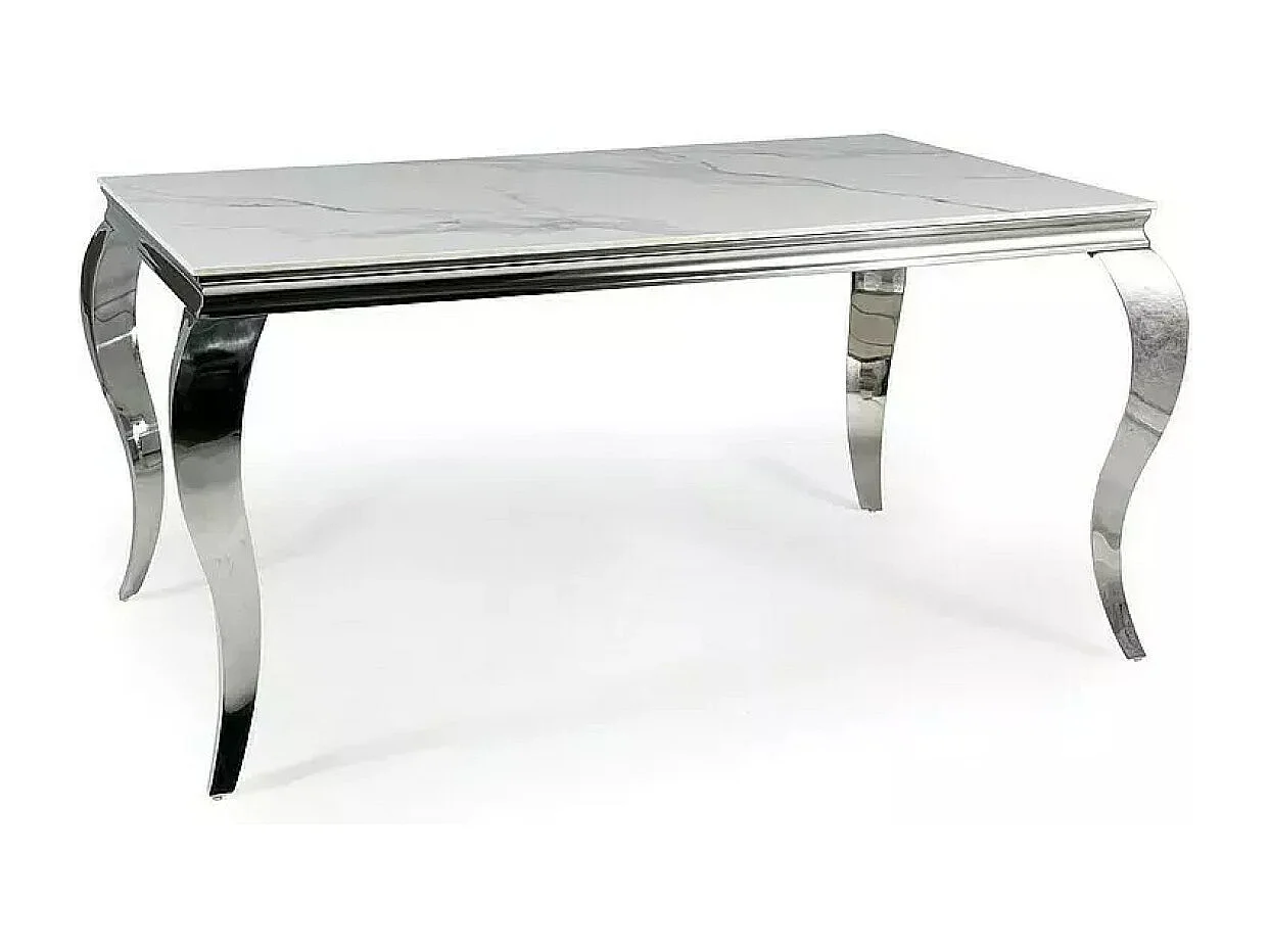 Esstisch  Prince L (90x150)/Keramik/Weiss&Silber