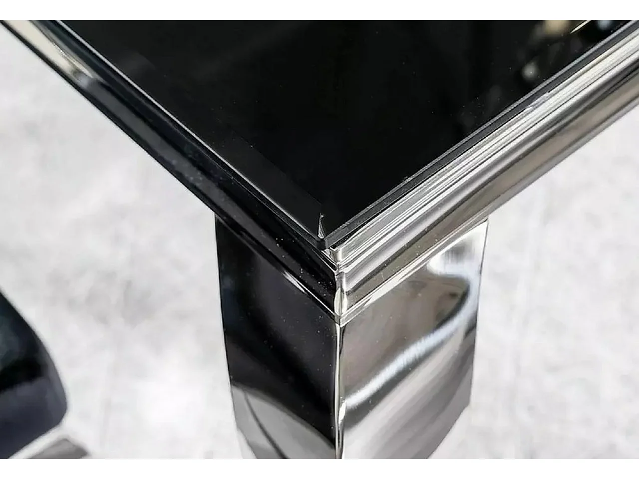 Table de salle à manger  Prince L (90x180)/Verre/Noir&Argent