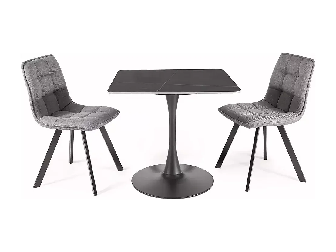 Table à manger Espero (o80x75)/Céramique/Noir