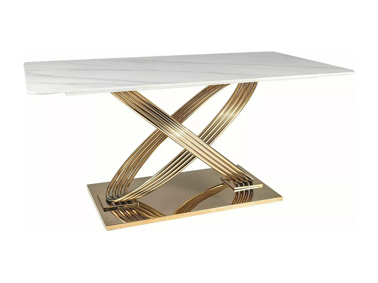 Table à manger Hernnes (90x160)/Céramique/Blanc&Or