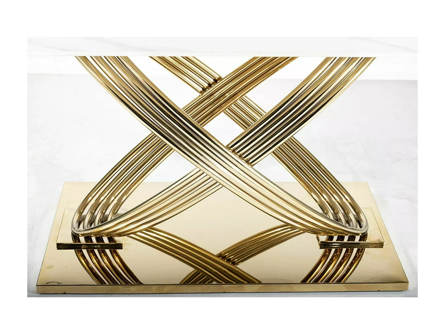 Table à manger Hernnes (90x160)/Céramique/Blanc&Or