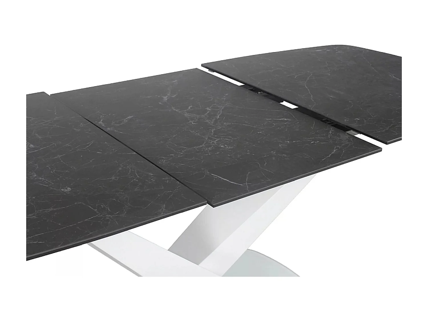 Esstisch Cassino (90x160-220)/Keramik/Schwarz&Weiss