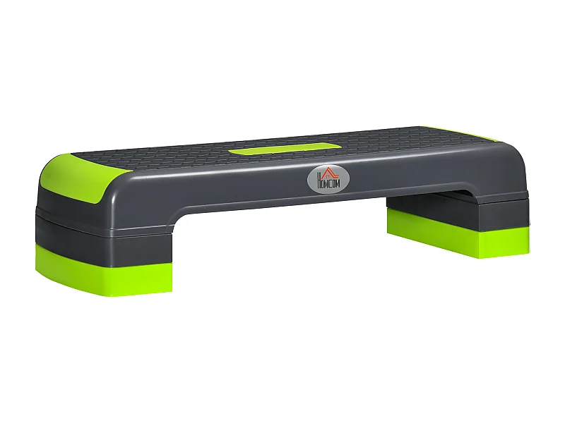 Stepper Fitness Aerobic hauteur reglable surface antiderapante dim. 78L x 28l x 10/15/20H cm PP noir vert