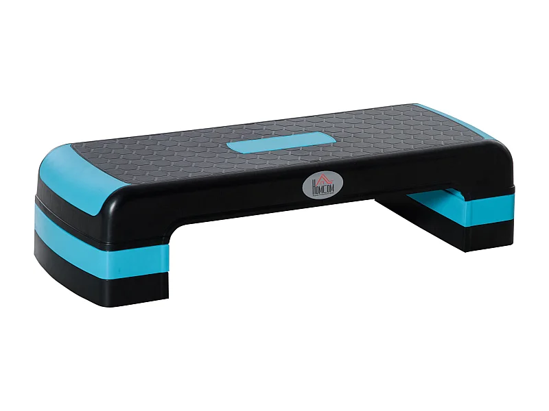 Stepper Fitness Aerobic hauteur reglable surface antiderapante dim. 78L x 28l x 10/15/20H cm PP noir bleu