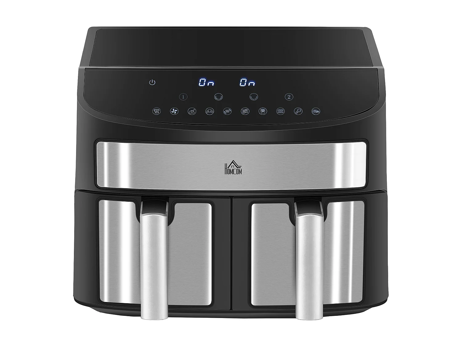 Friteuse à air sans huile air fryer double compartiment total 8L - 2400W - 10 programmes, température réglable, timer - noir