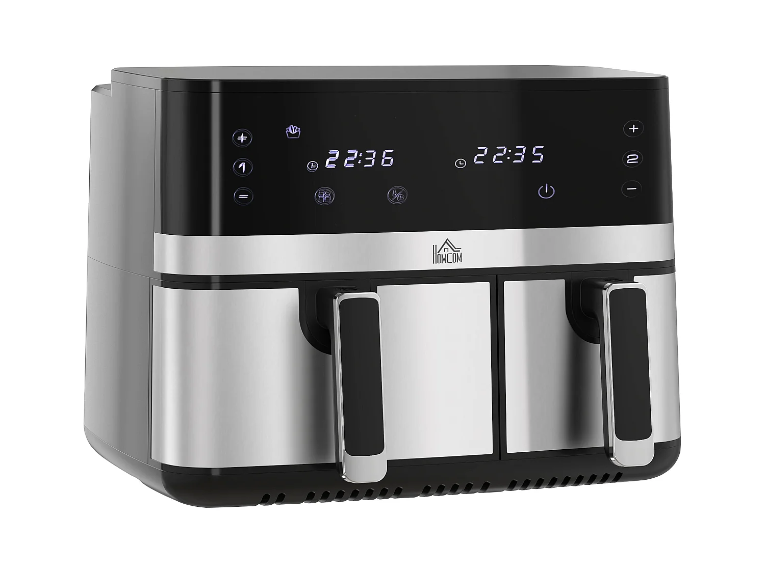 Friteuse à air 2700W - air fryer - double compartiment 8,5L - 8 programmes, température réglable, timer, 2 paniers - noir