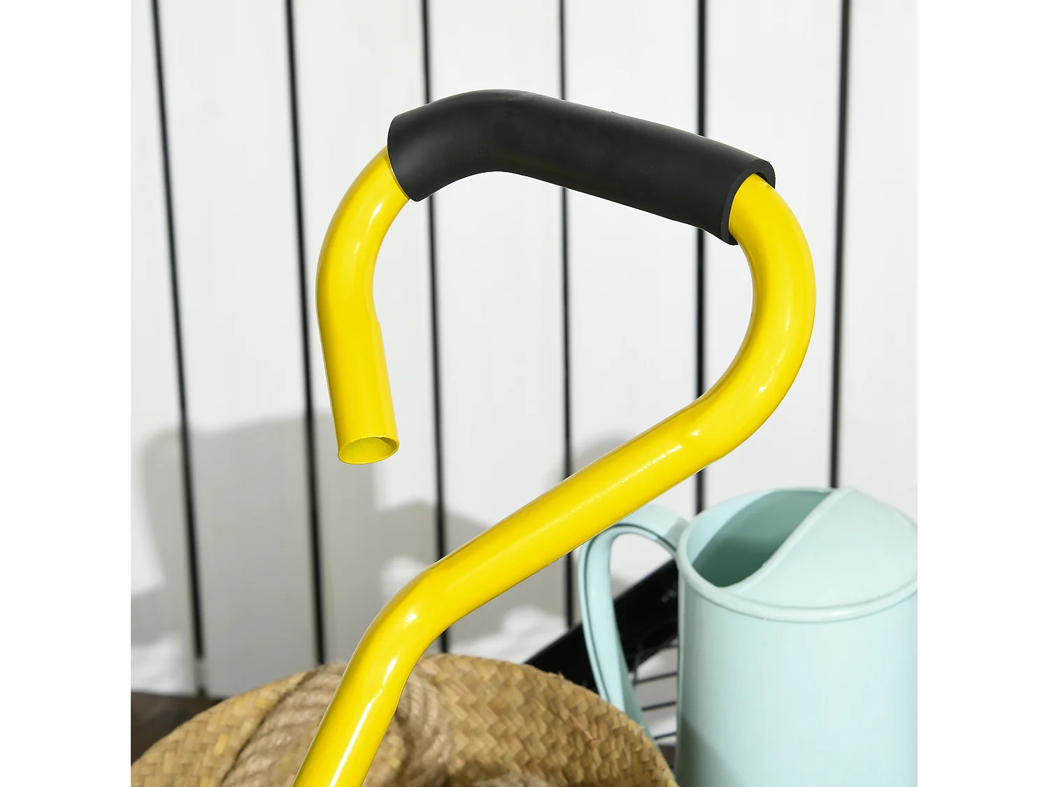 Chariot de transport jardin remorque à main charrette à bras 4 roues charge max. 150 Kg acier noir jaune