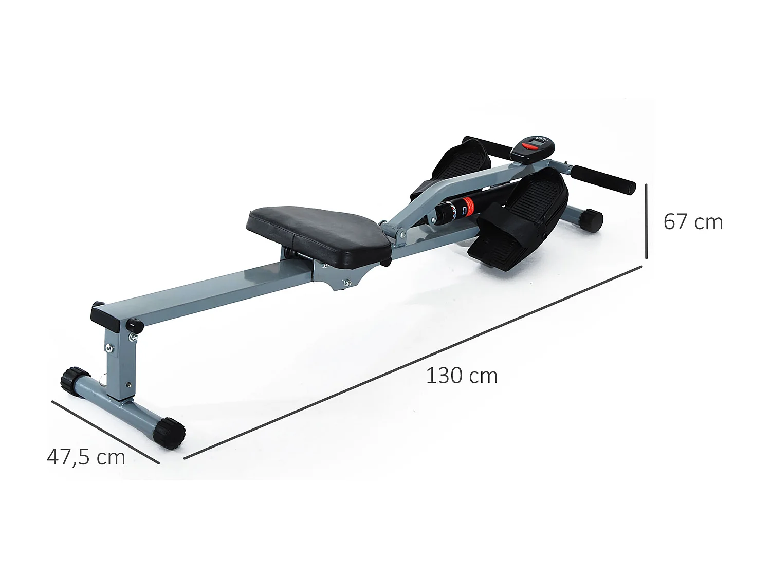 Rameur d'appartement appareil de Fitness et musculation cardio training écran LCD multifonction acier gris et noir