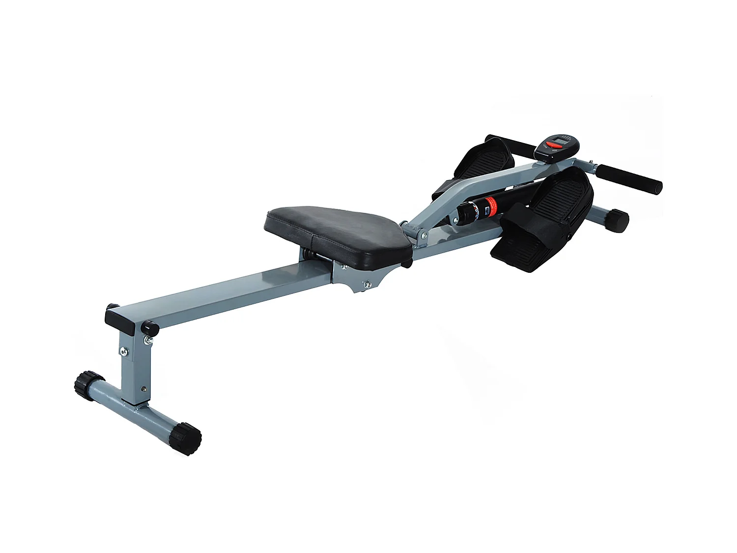 Rameur d'appartement appareil de Fitness et musculation cardio training écran LCD multifonction acier gris et noir