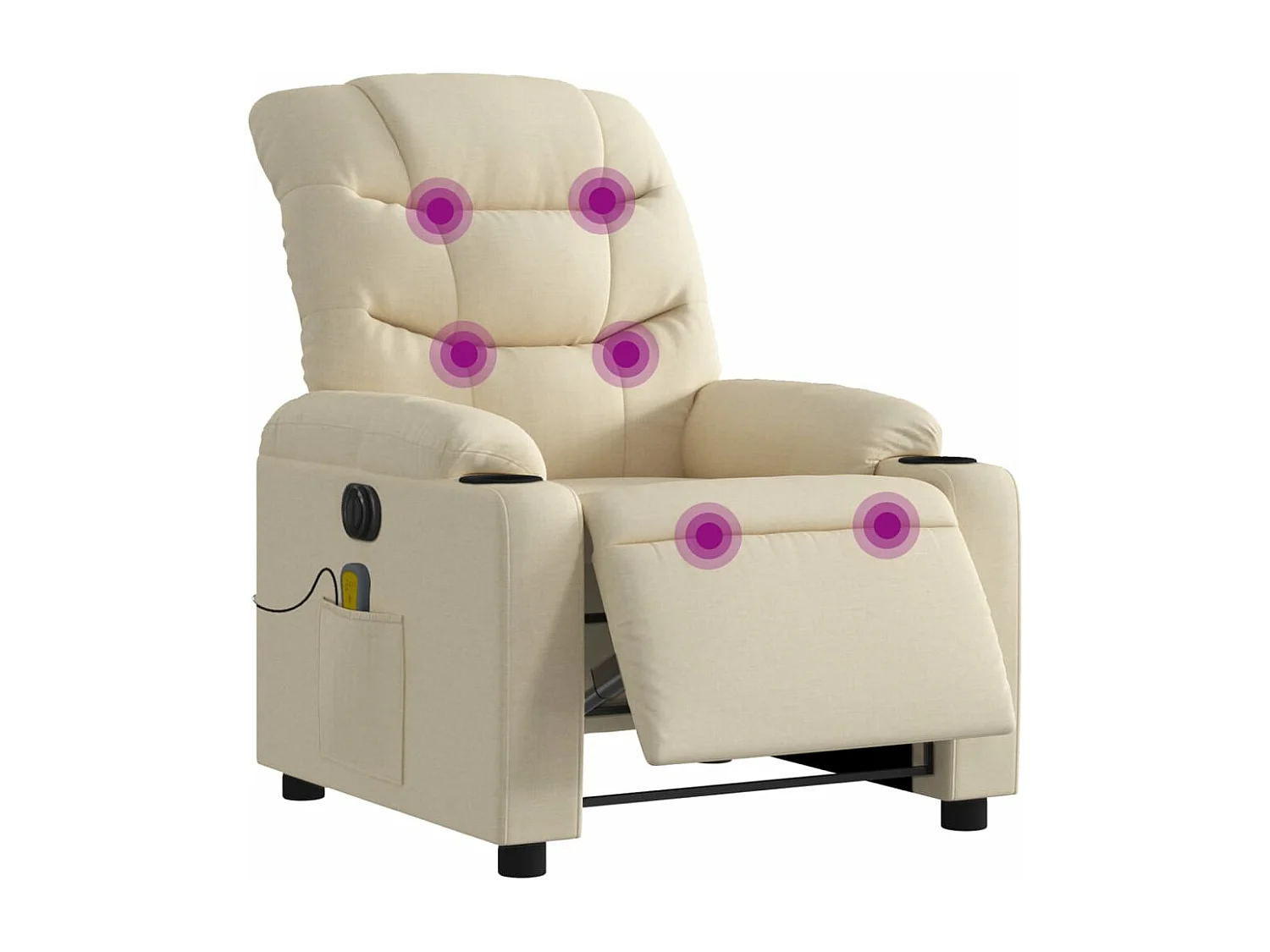 Fauteuil inclinable massant électrique crème tissu