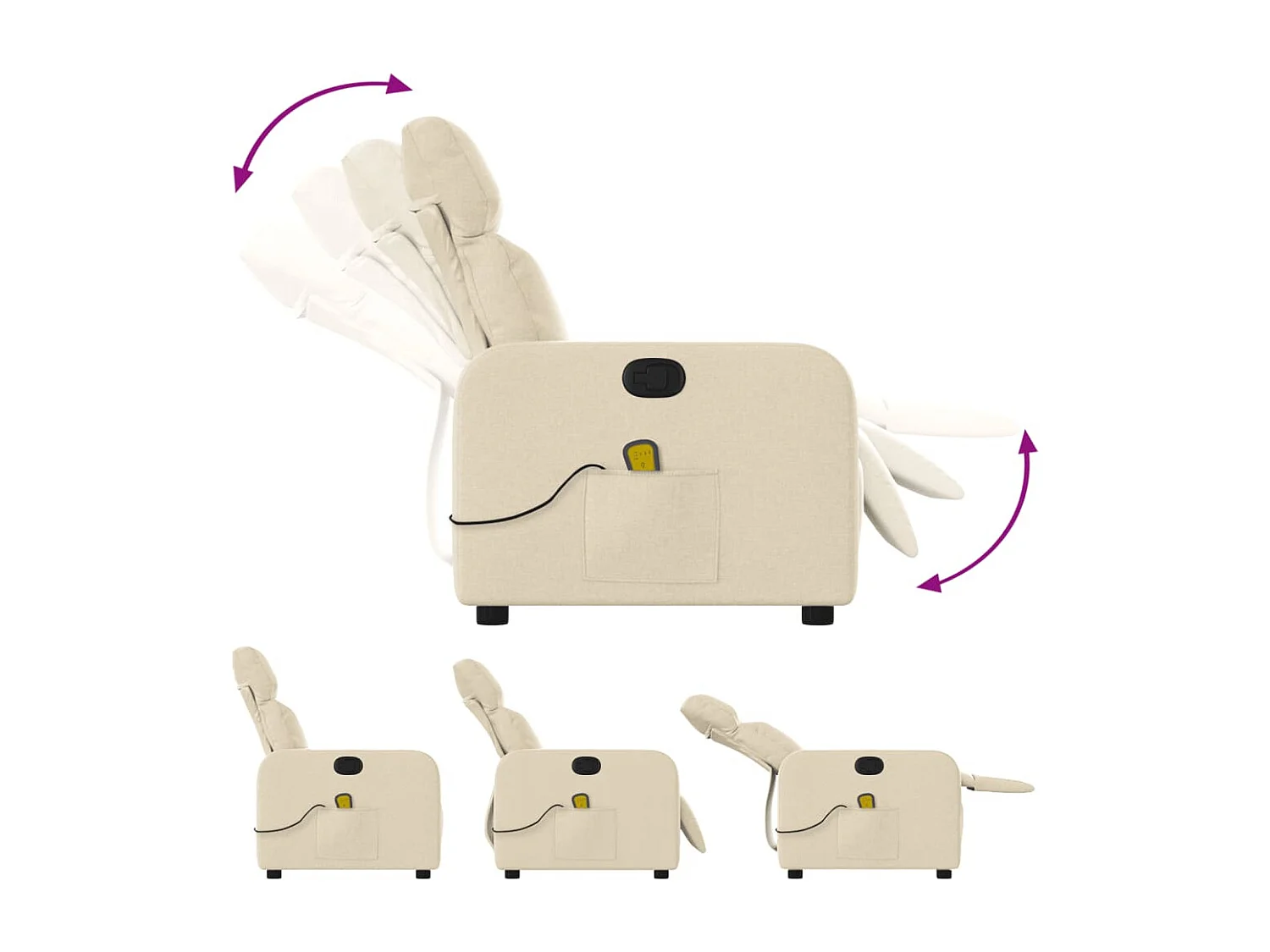 Fauteuil massant inclinable Crème Tissu