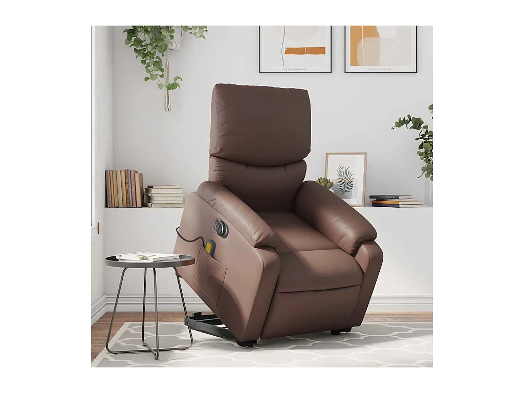 Fauteuil inclinable massant électrique marron similicuir