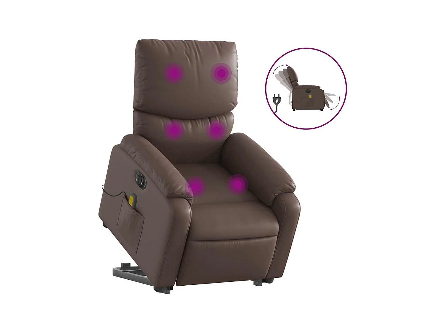 Fauteuil inclinable massant électrique marron similicuir