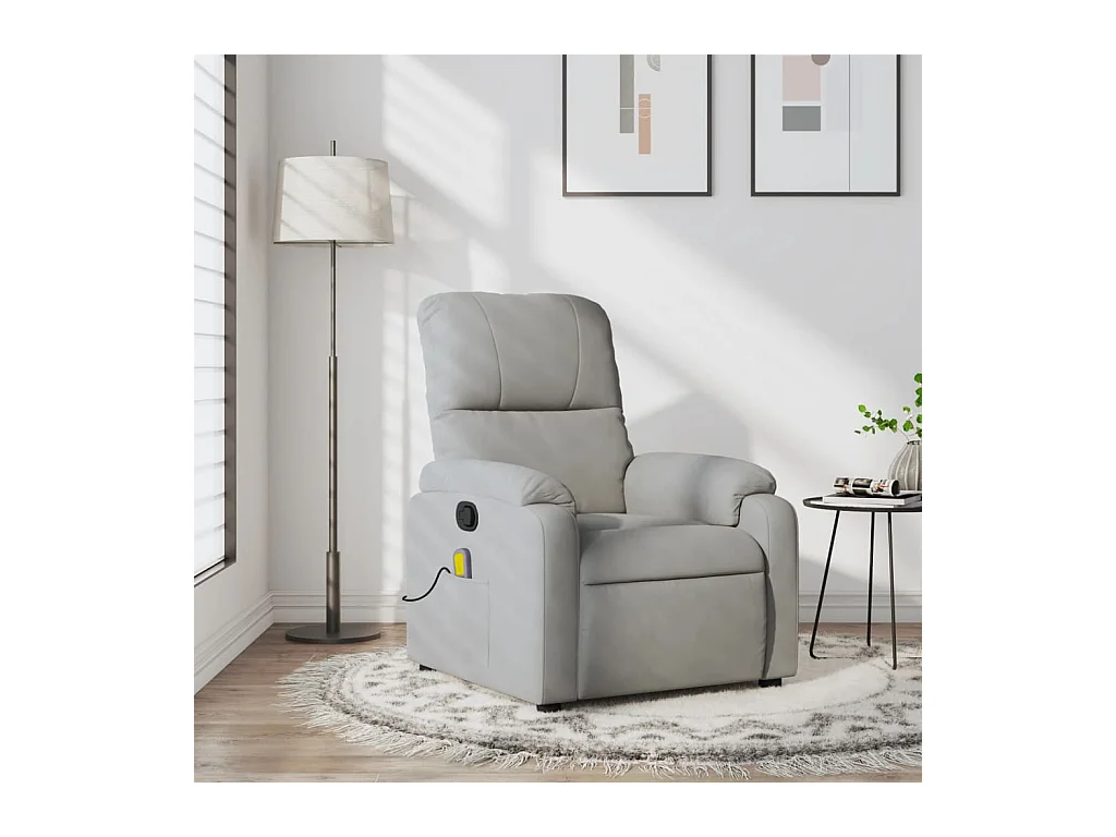 Fauteuil inclinable massant gris clair tissu microfibre