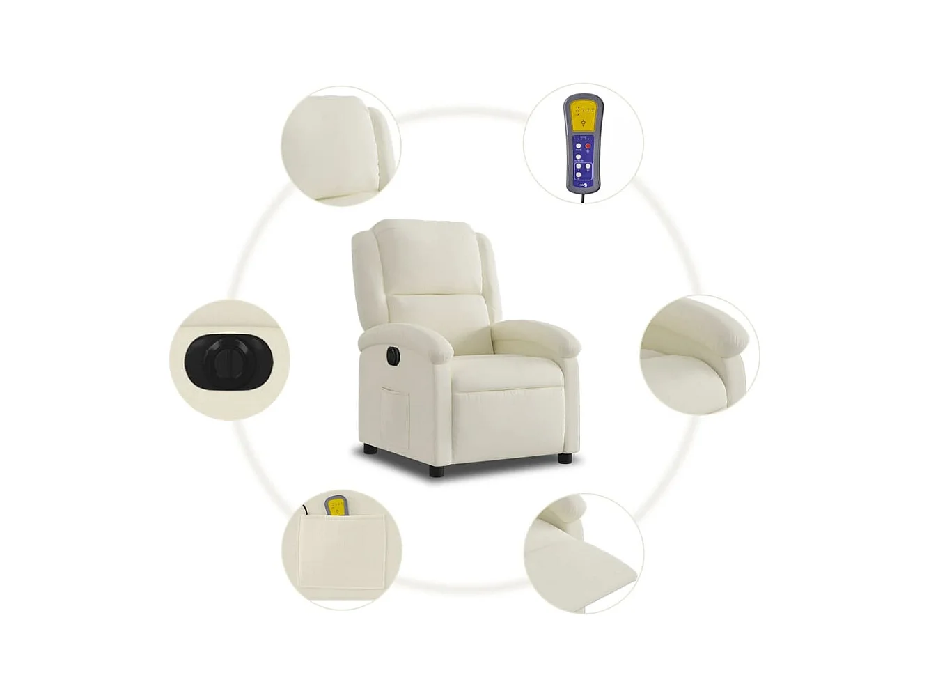 Fauteuil inclinable massant électrique crème velours
