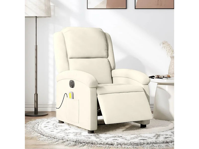 Sillón reclinable de masaje eléctrico terciopelo color crema