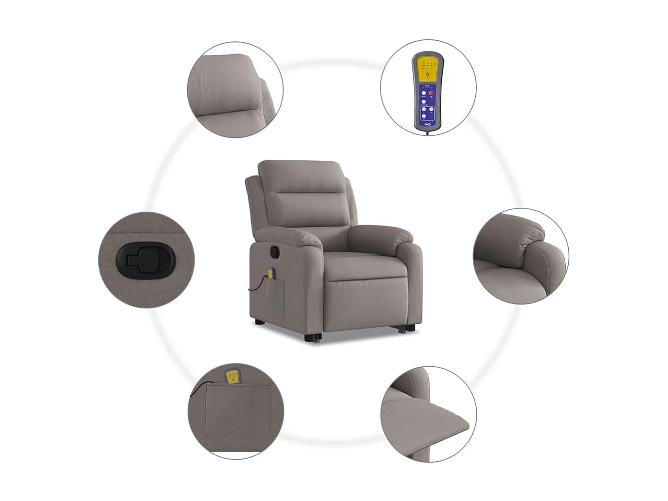 Fauteuil inclinable massant Taupe Tissu