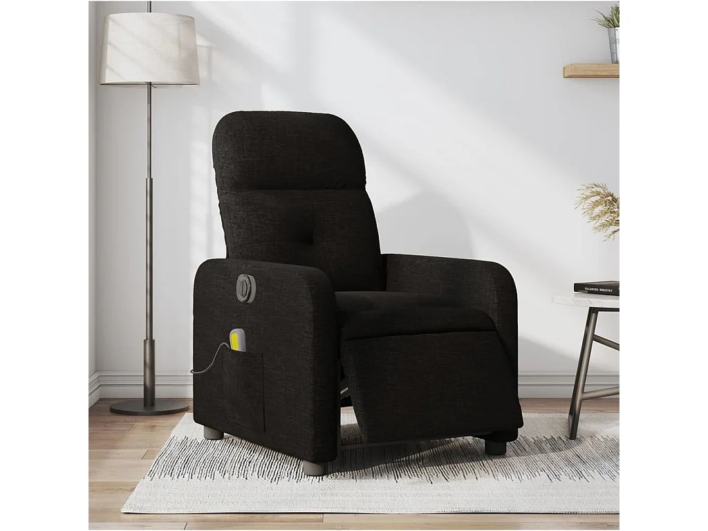 Fauteuil massant inclinable électrique Noir Tissu