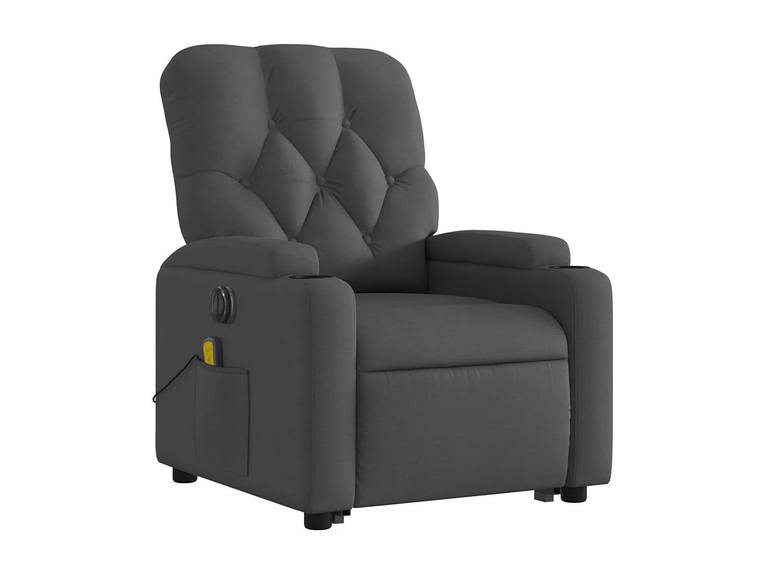 Sillón de masaje eléctrico reclinable elevable tela gris oscuro