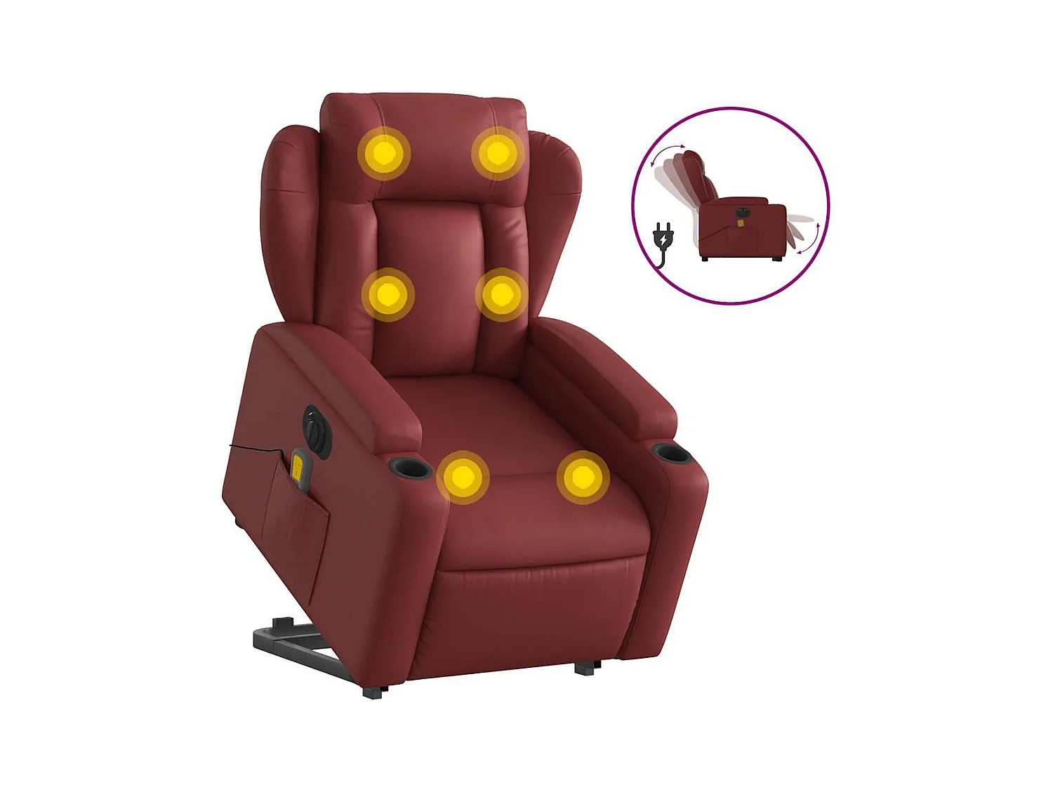Poltrona reclin. elevatória elétrica couro artif vermelho-tinto