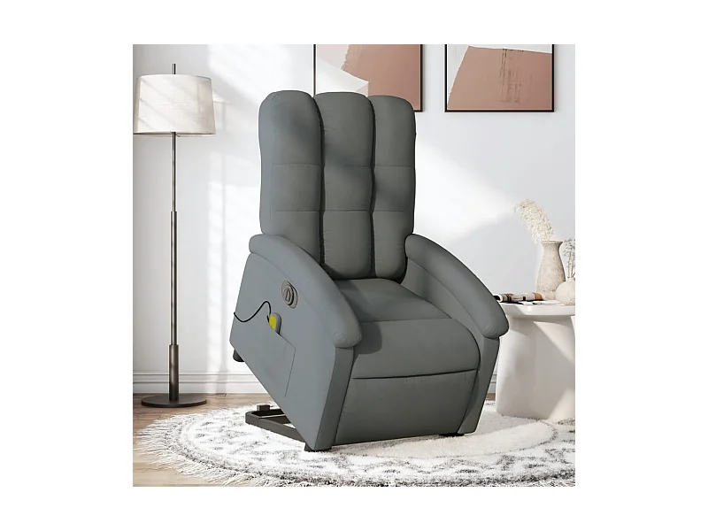 Sillón de masaje eléctrico reclinable elevable tela gris oscuro