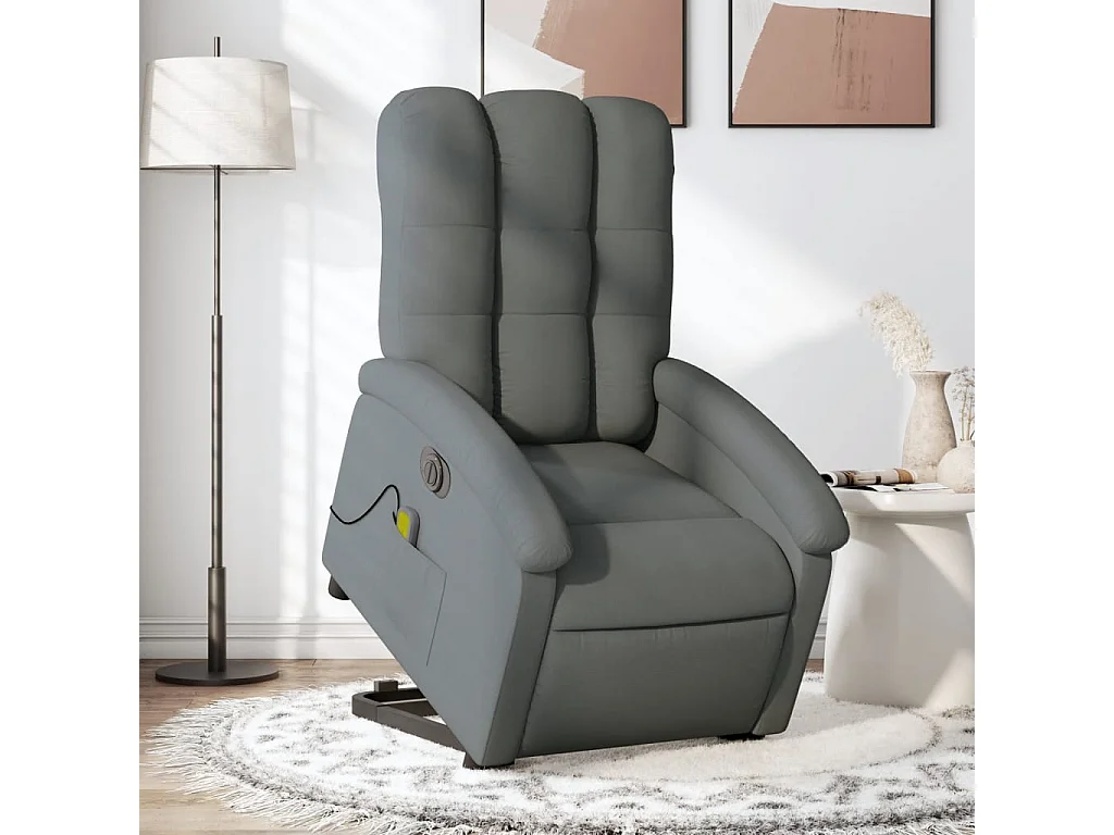 Fauteuil inclinable massant électrique Gris foncé Tissu