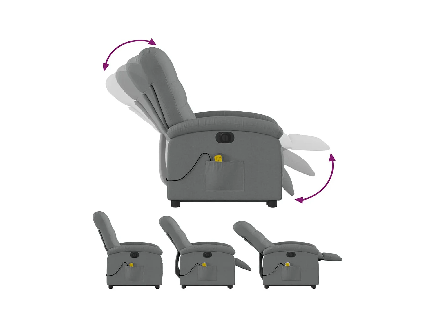 Fauteuil inclinable massant électrique Gris foncé Tissu