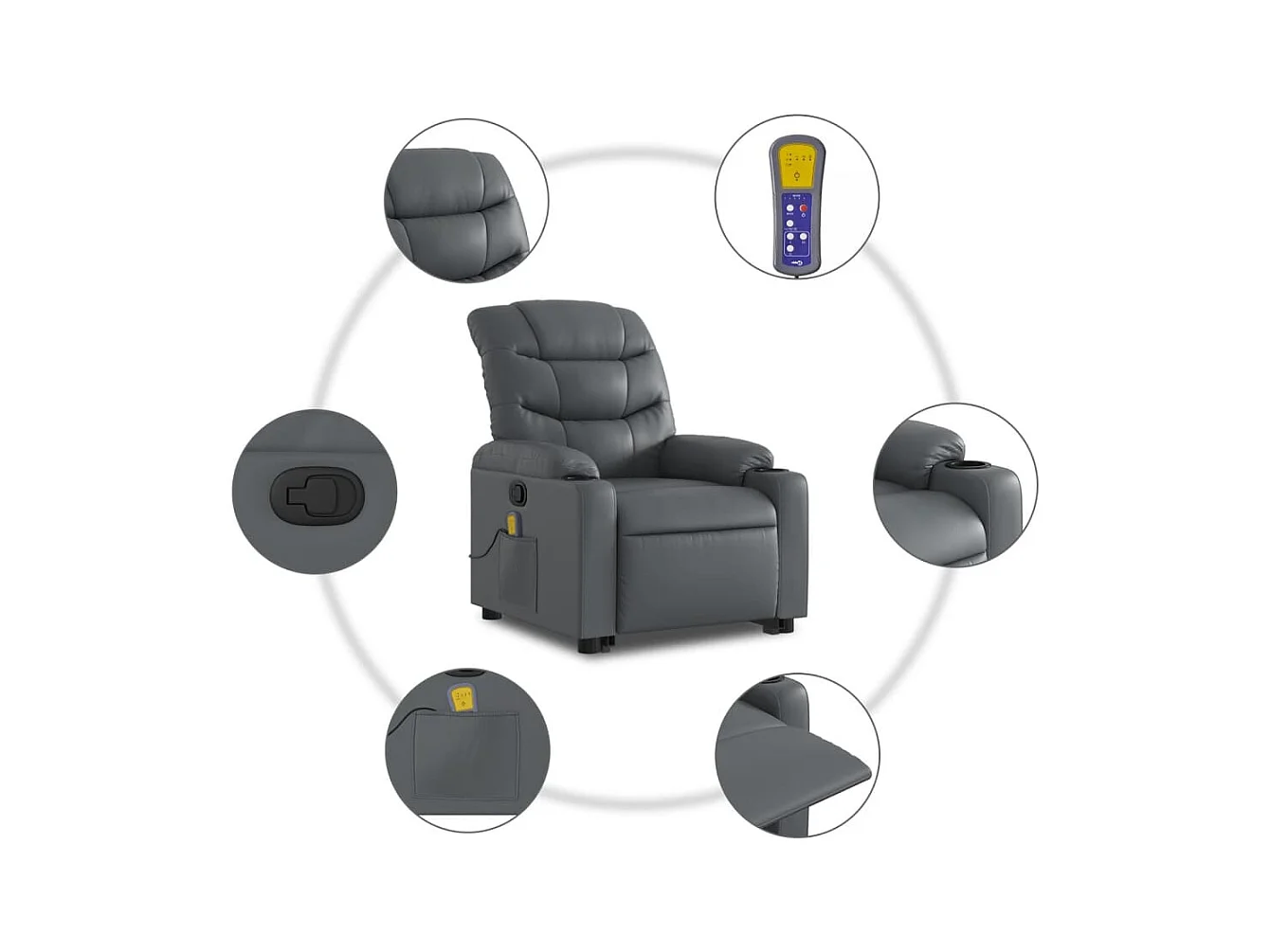 Fauteuil inclinable massant Gris Similicuir
