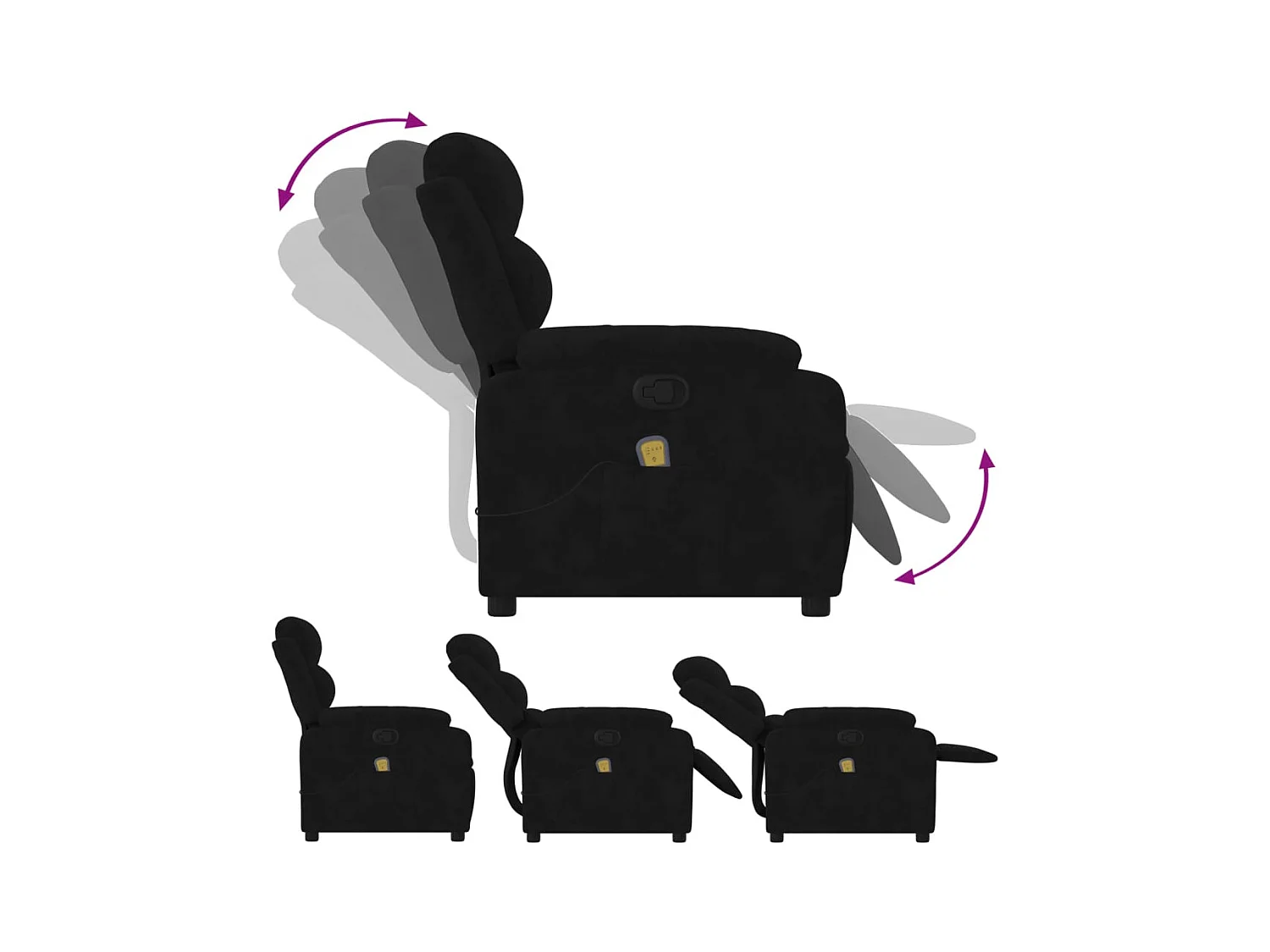 Fauteuil massant inclinable noir velours