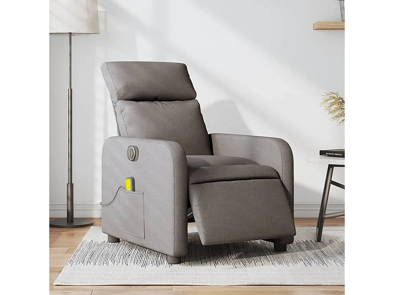 Fauteuil massant inclinable électrique Taupe Tissu