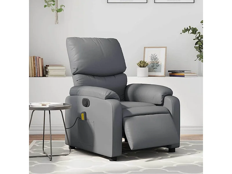 Fauteuil massant inclinable électrique gris similicuir