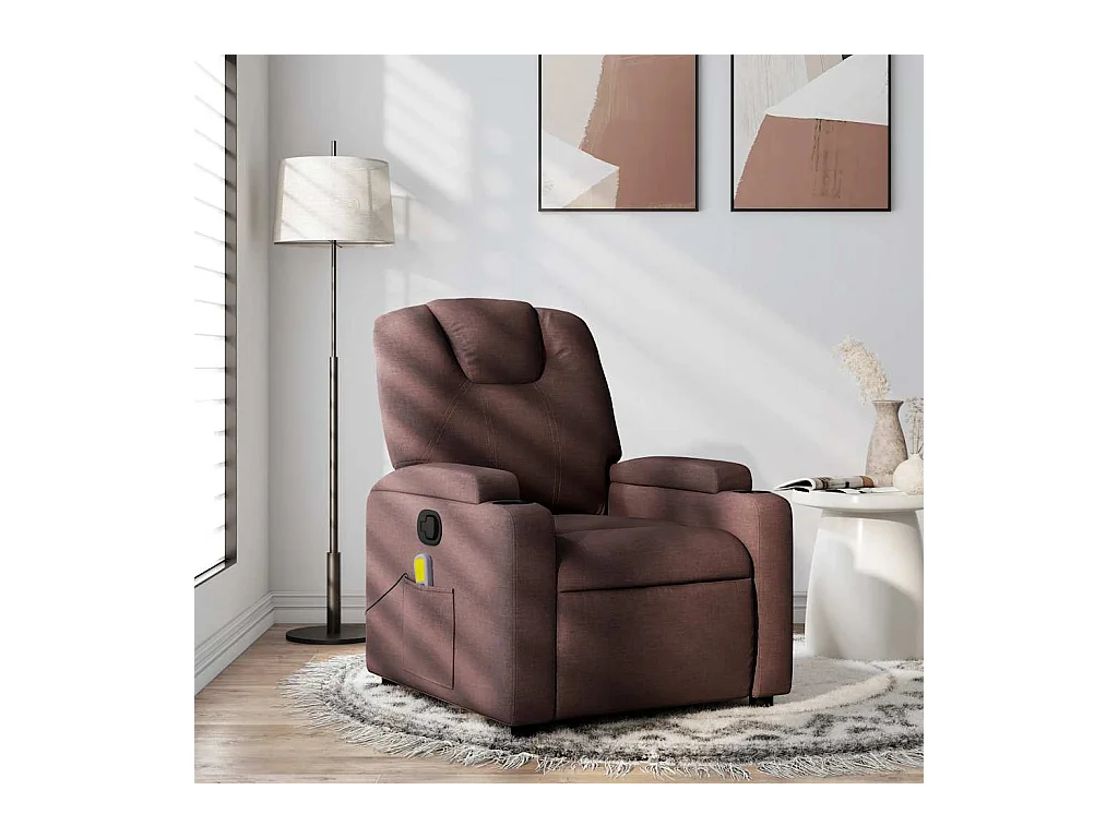 Fauteuil massant inclinable Marron foncé Tissu