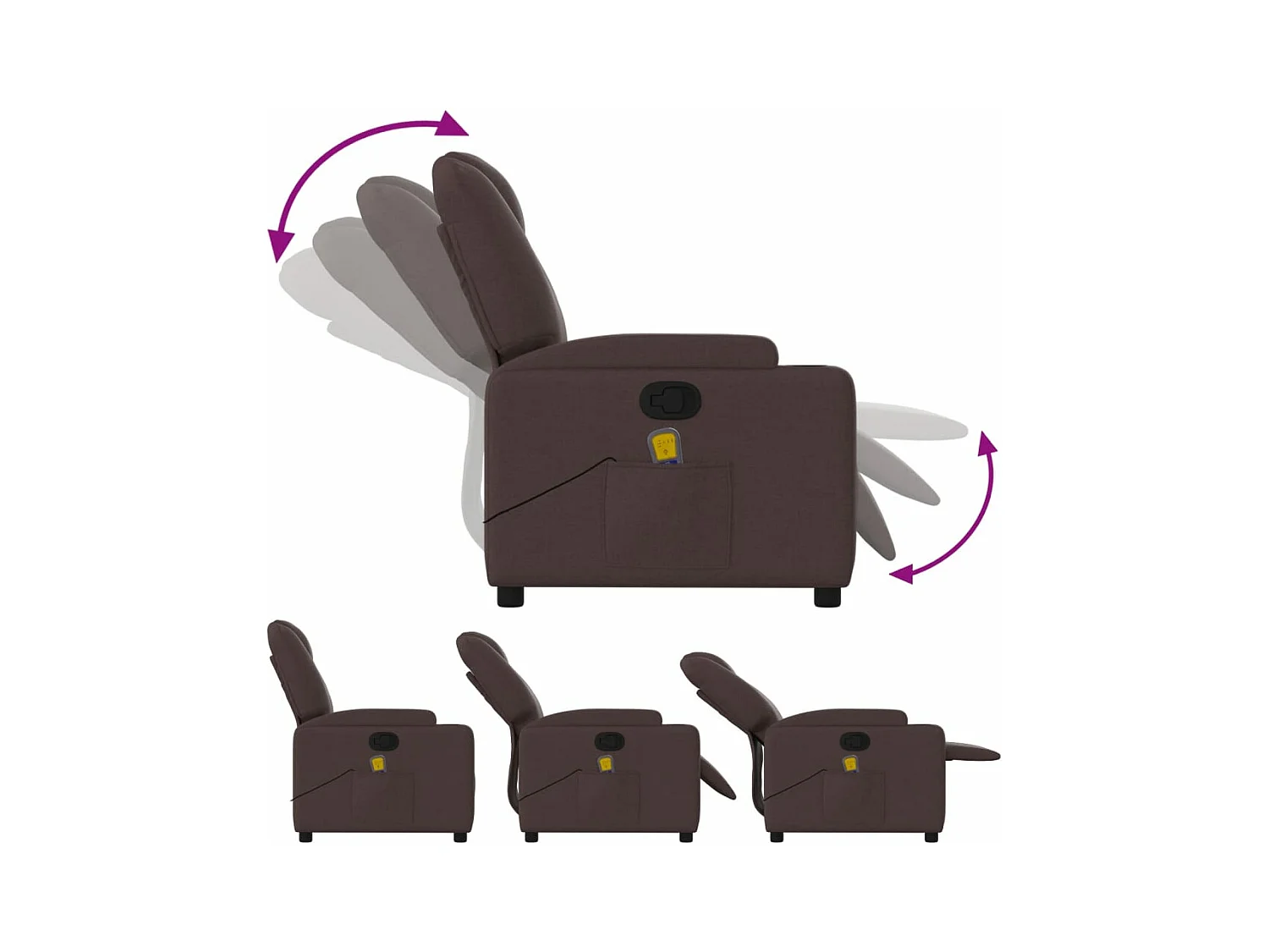 Fauteuil massant inclinable Marron foncé Tissu