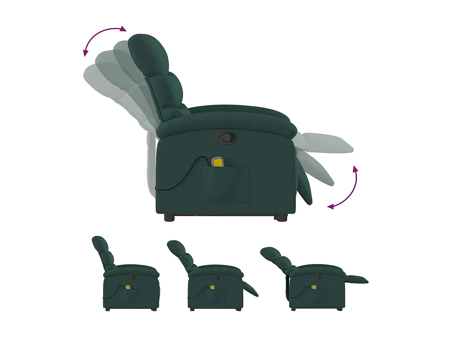 Fauteuil inclinable massant Vert foncé Tissu