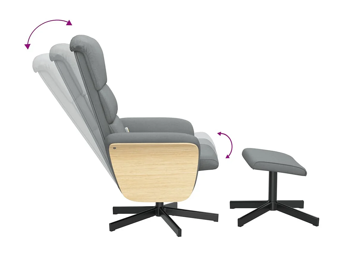 Fauteuil inclinable massant et repose-pied gris clair tissu