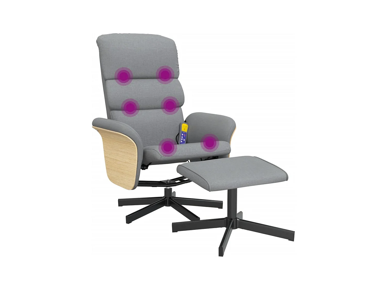 Fauteuil inclinable massant et repose-pied gris clair tissu