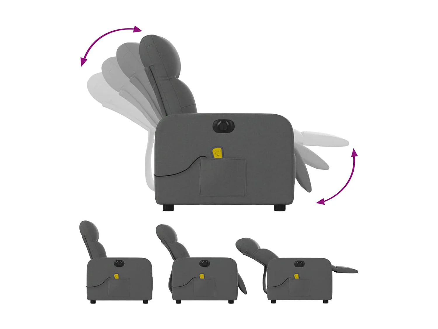 Fauteuil inclinable massant électrique gris foncé tissu