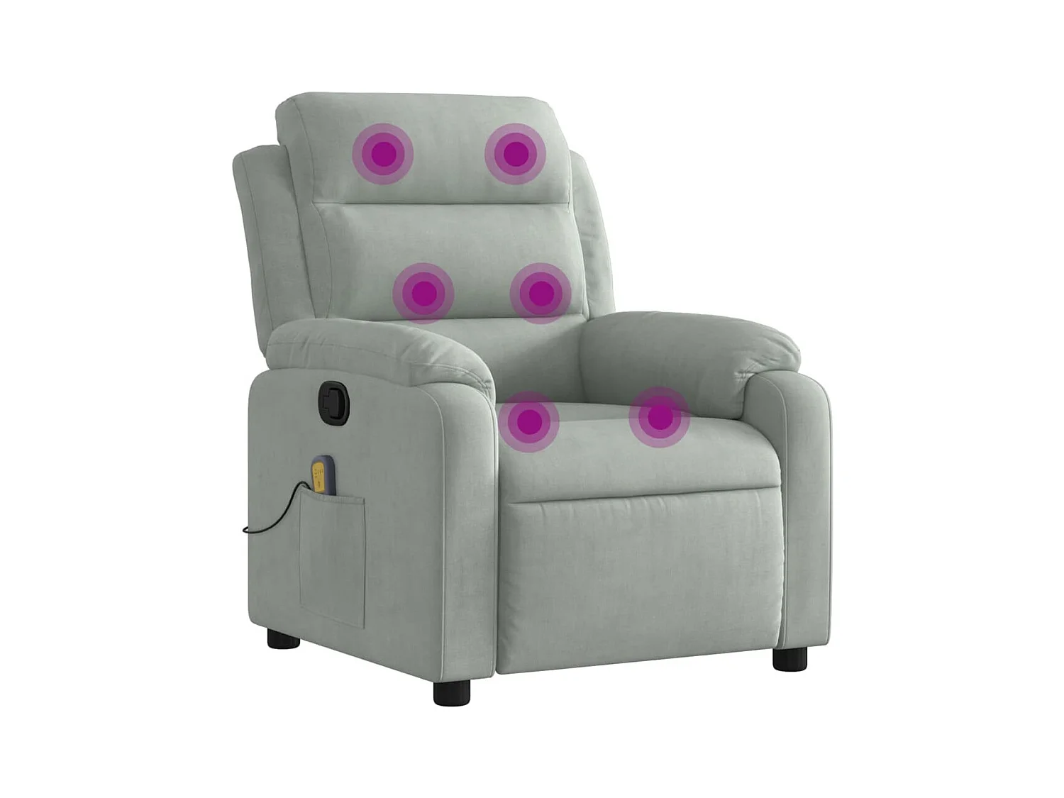 Fauteuil massant inclinable gris clair velours