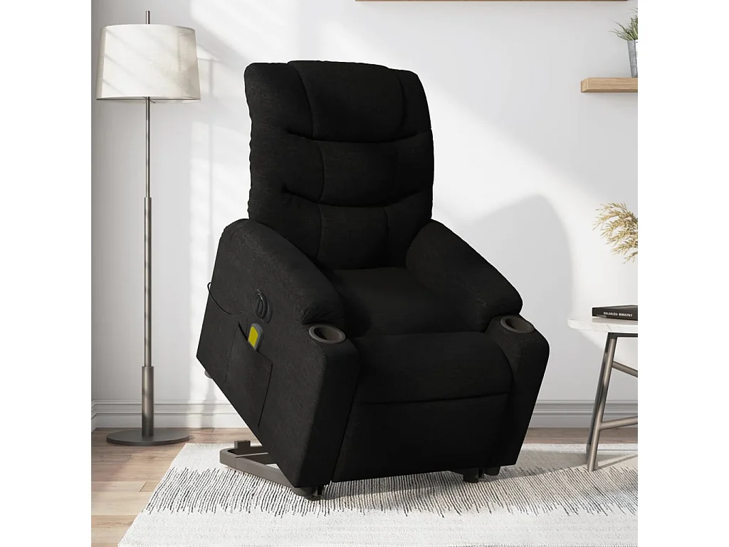 Fauteuil inclinable massant électrique Noir Tissu