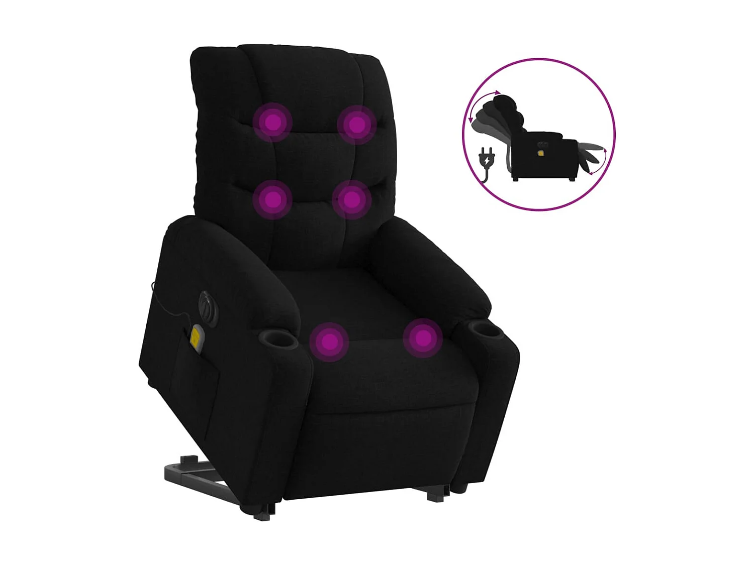 Poltrona elétrica elevatória massagens tecido preto