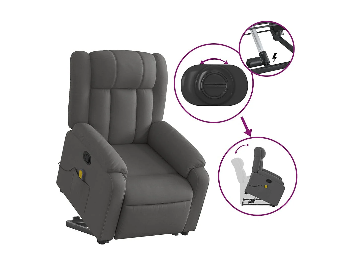 Fauteuil massant inclinable Gris foncé Tissu