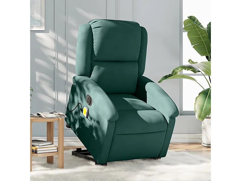 Fauteuil inclinable massant électrique vert foncé velours